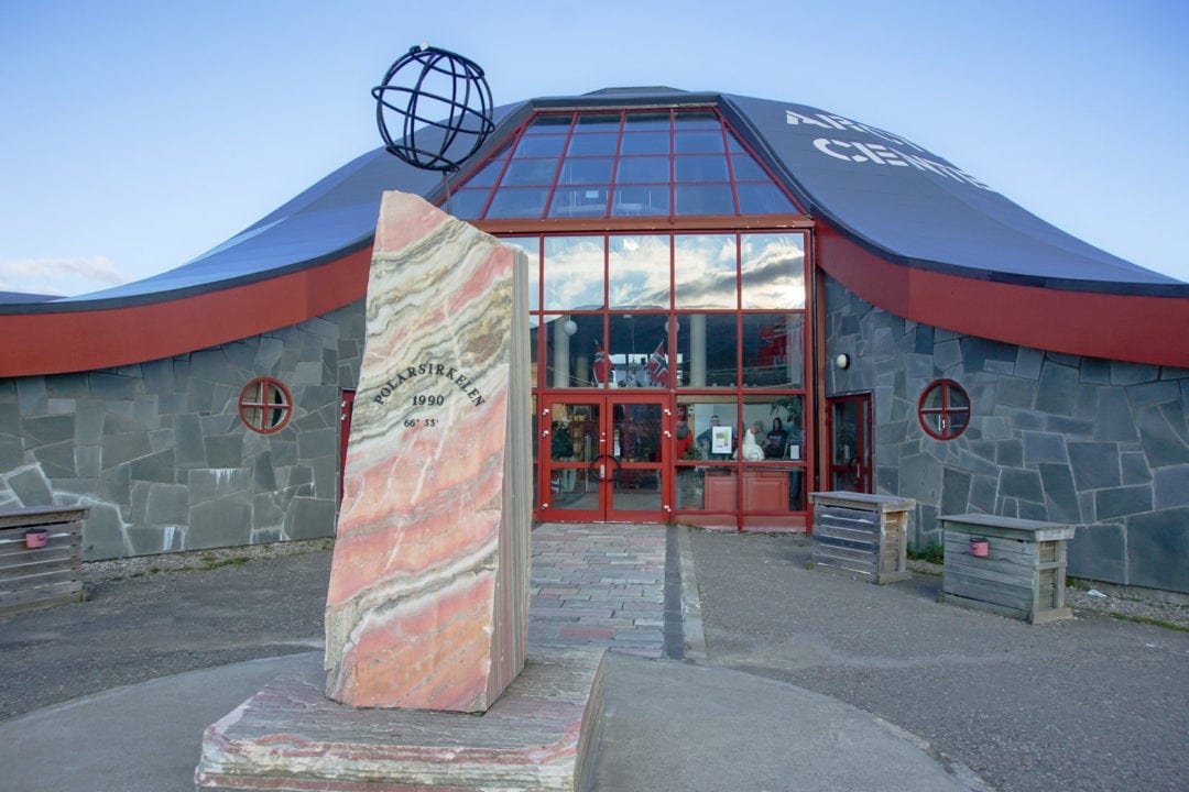building and status marking the arctic circle boundary