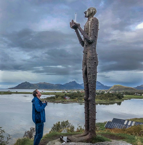 4m high granite sculpture holding a crystal