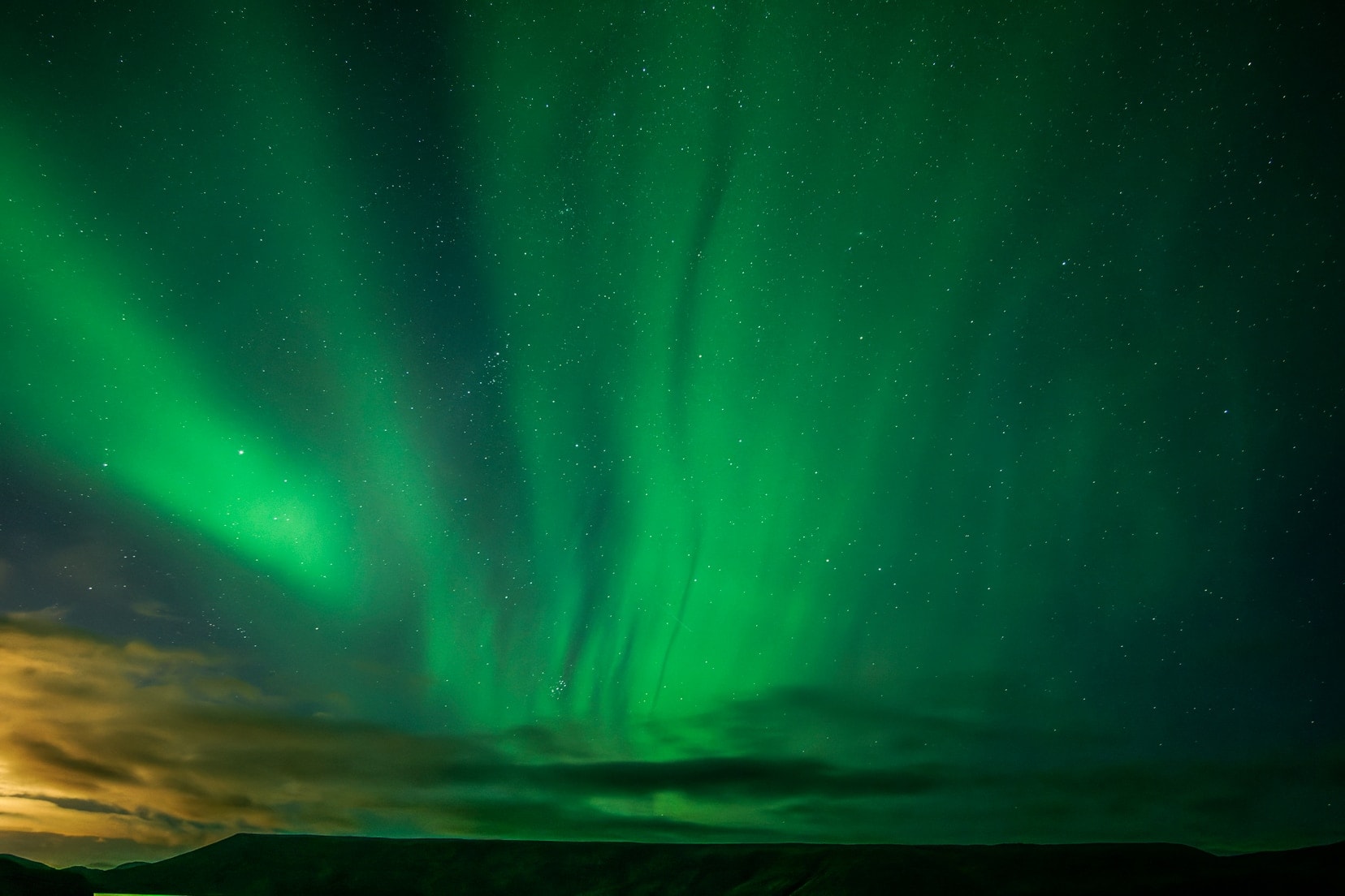 Swirling northern lights, Iceland