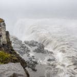 Detifoss waterfall gushing over a chasm, Iceland