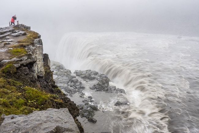 Detifoss waterfall gushing over a chasm, Iceland