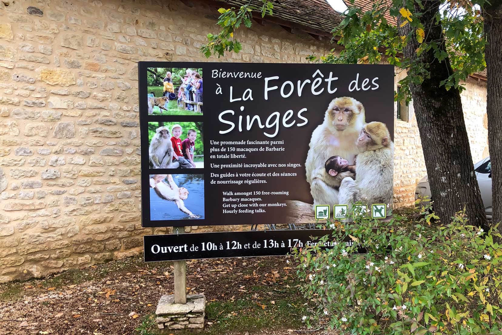 monkeys sign at rocamadour