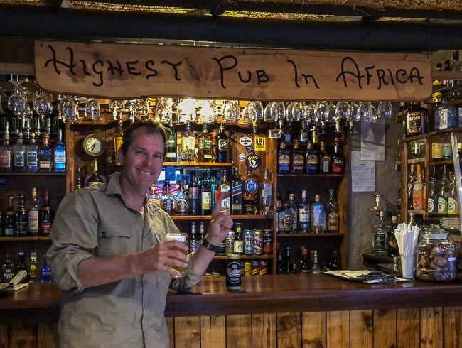 Beer at the highest pub in Africa