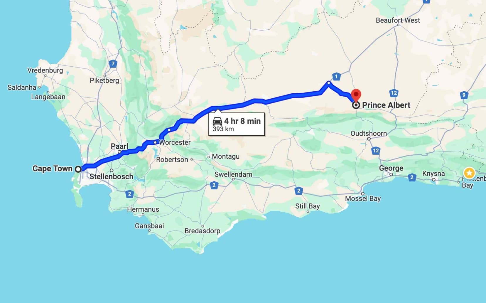 Map-Cape-town-to-Prince-Albert-