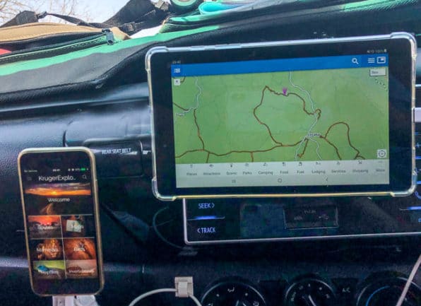 Ipad secured to dashboard by magnets