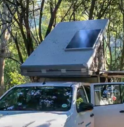 bush camper with roof top tent 