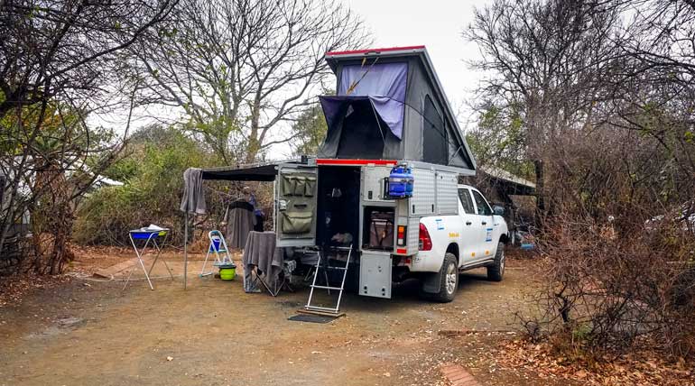 bush camper parked up at a rest camp