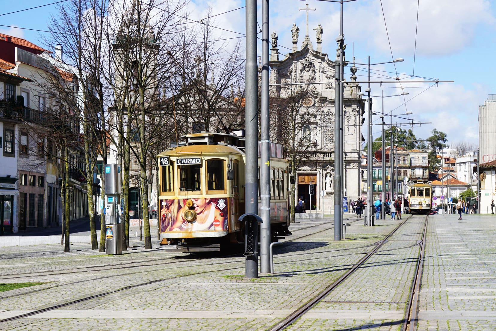 tram in the middle of porto