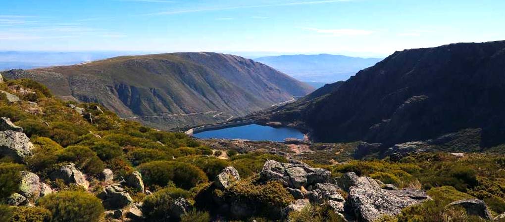 Mountains and lake in serra da estrela portugal
