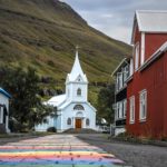 Rainbow-road-and-church-Iceland