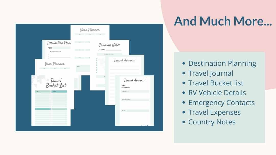 Travel Lists included in the Free Printable road trip planner