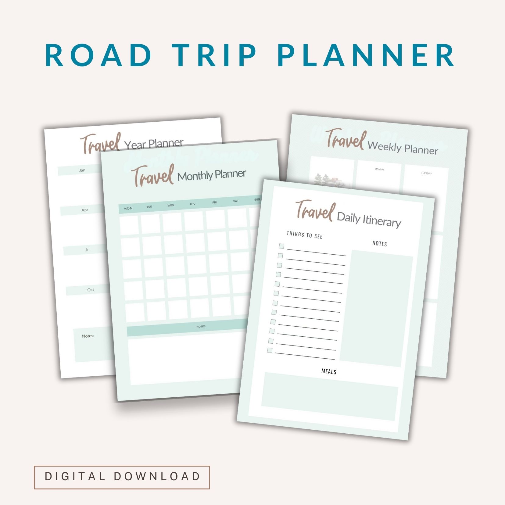 4 road trip planner pages