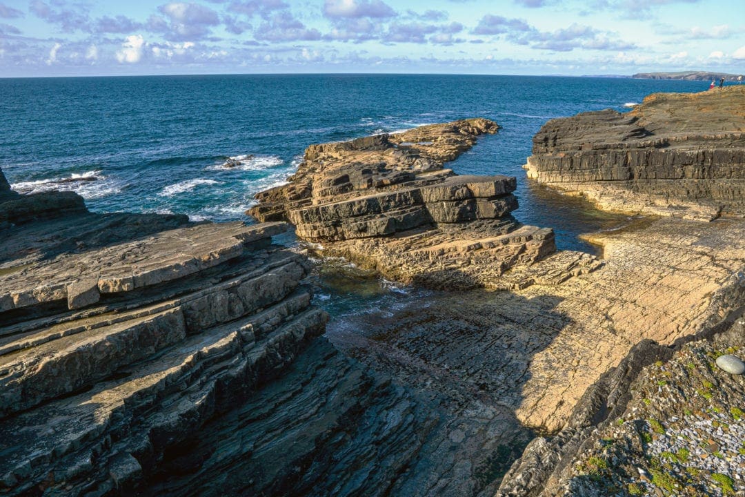 Ireland Landscape Photography: layered rock falling into the sea