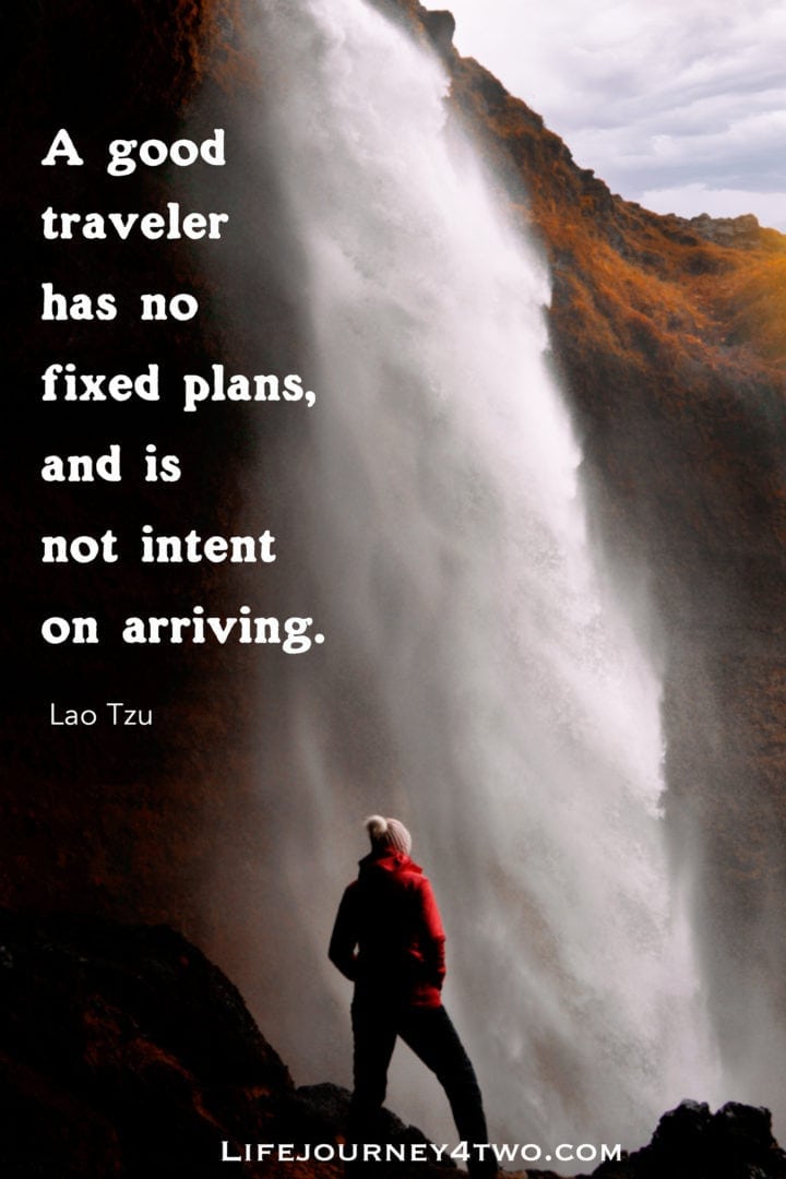 travel quote and waterfall