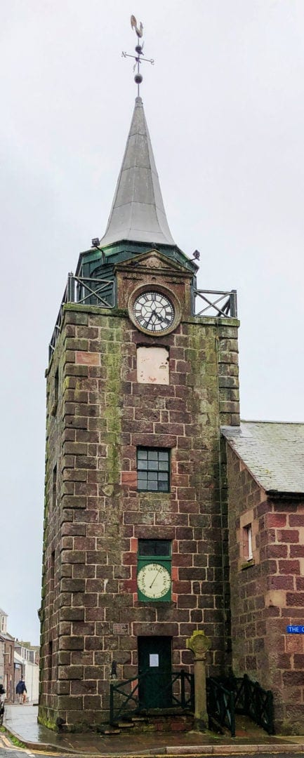 clocktower with steep steeple