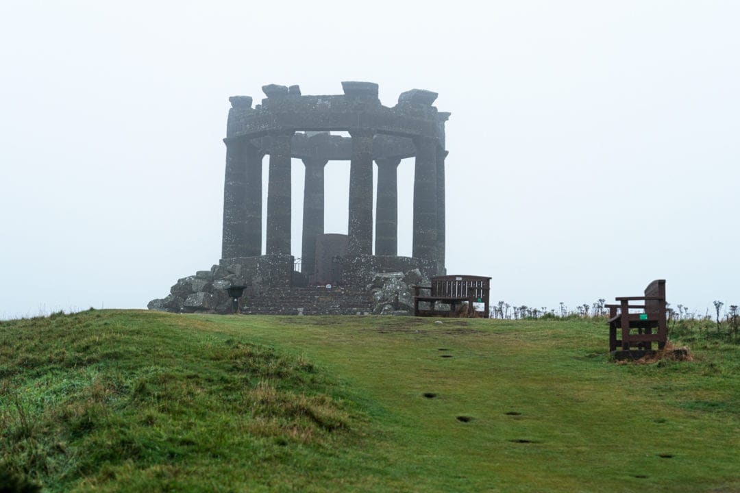 Stonehaven war memorial shaped like a roman ruin with grecian columns and no roof