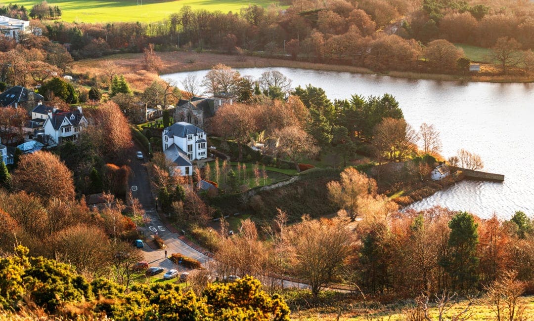 View of Duddingston Village and Loch from above