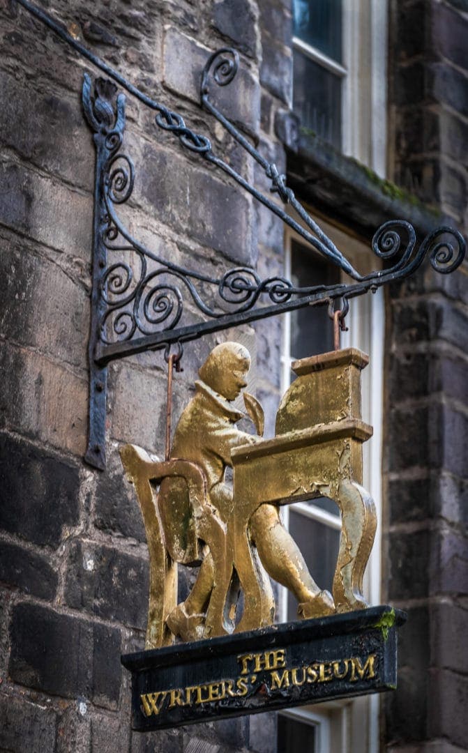 sign hanginoutside the Writer's Museum in Edinburgh