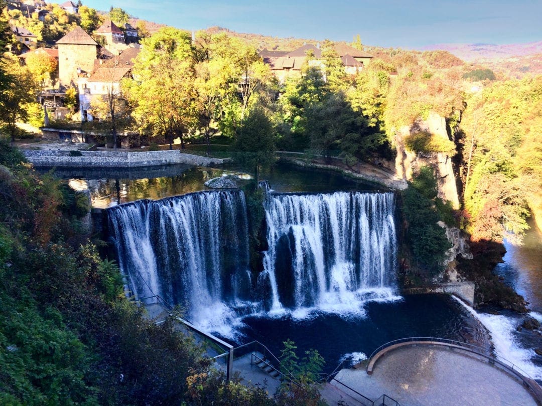 waterfall in the centre of the town of Jajce