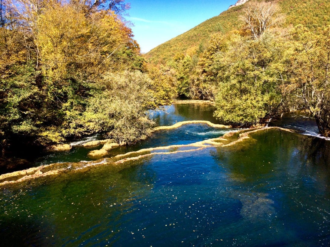 Blue green pools of water at Martin-Brod-Falls