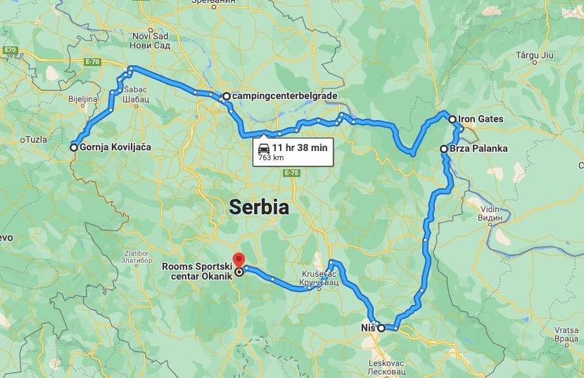 Serbia road trip Route