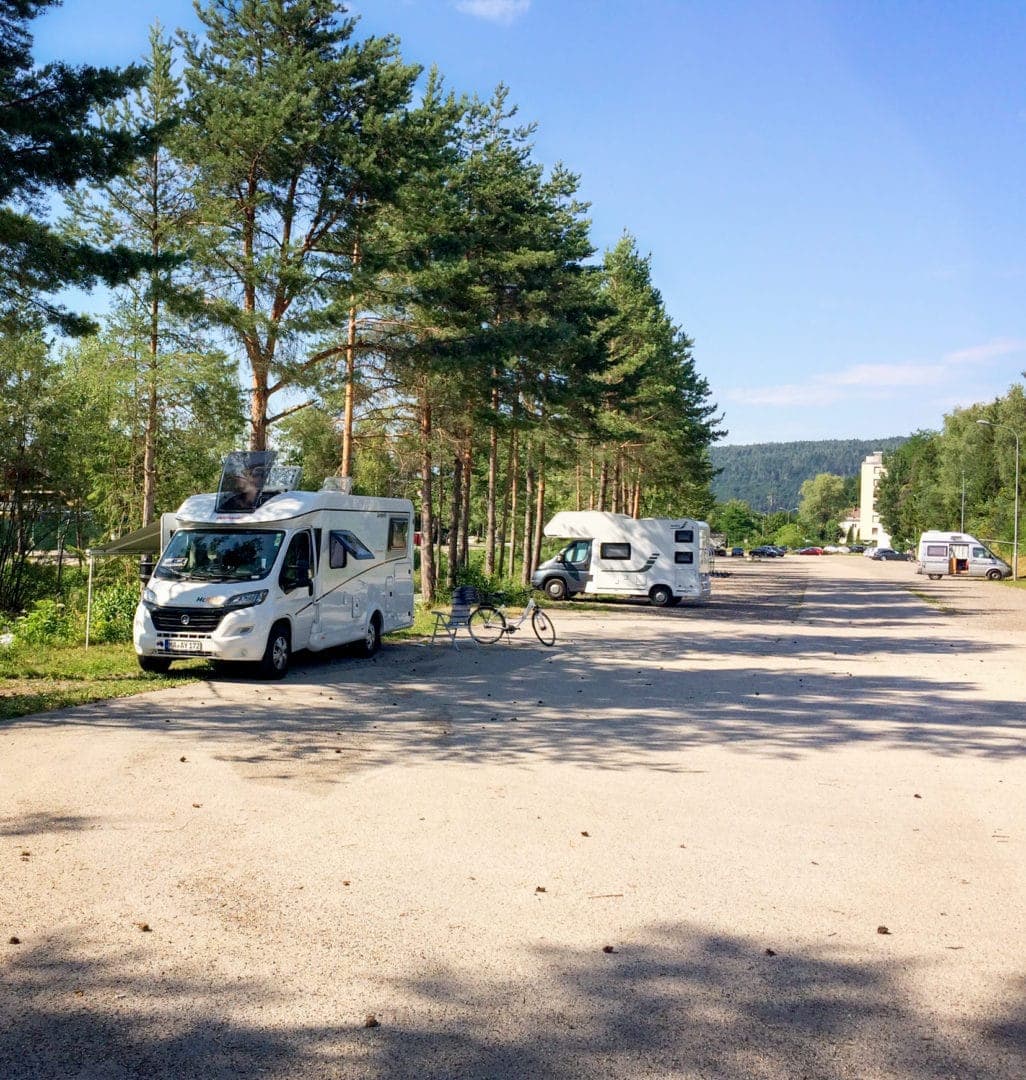 Ferlach-Campsite with motohomes parked in the motorhome park