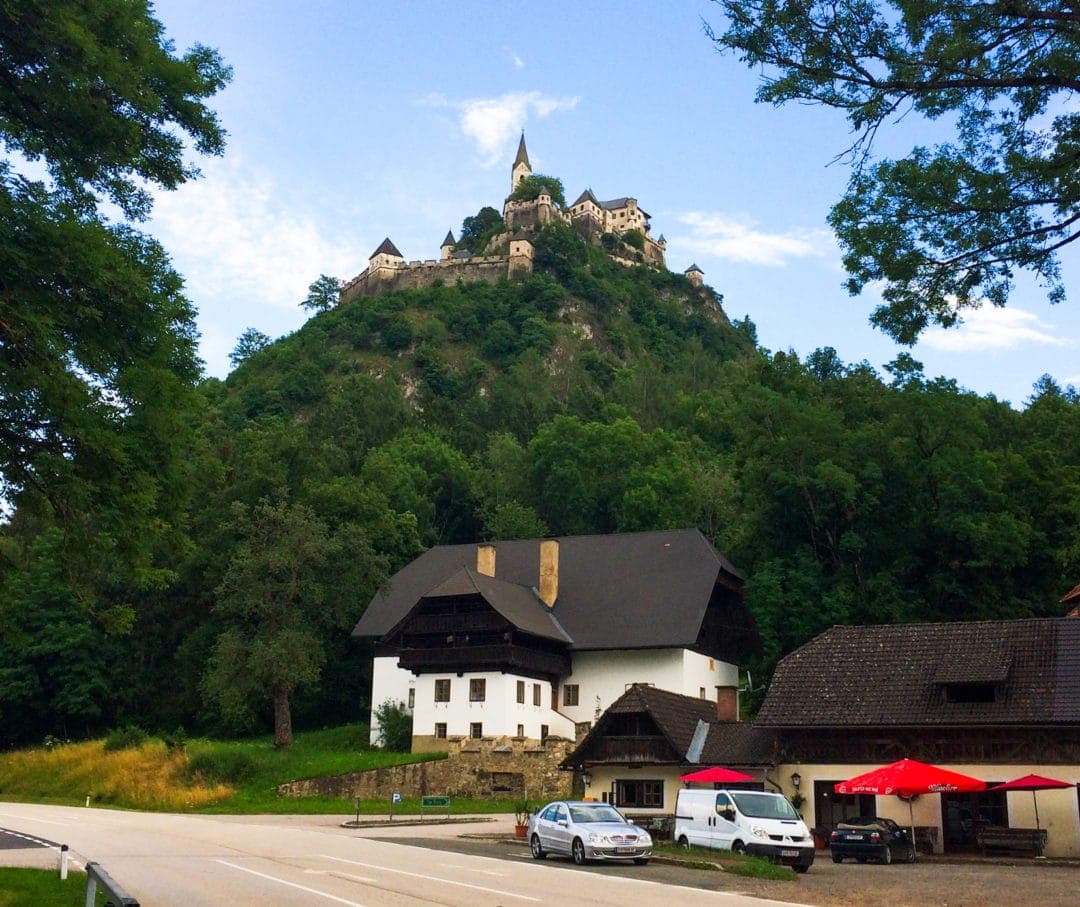 Hochosterwitz-Castle on the top of tree covered mountain