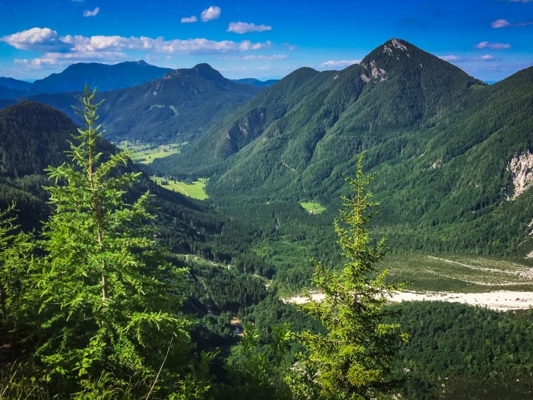 Jezersko-valley-view with mountains surrounding the valley