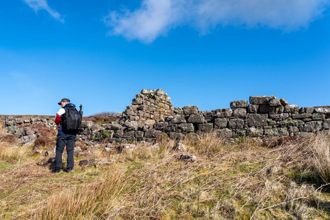 Stone wall ruins of village on Handa Island