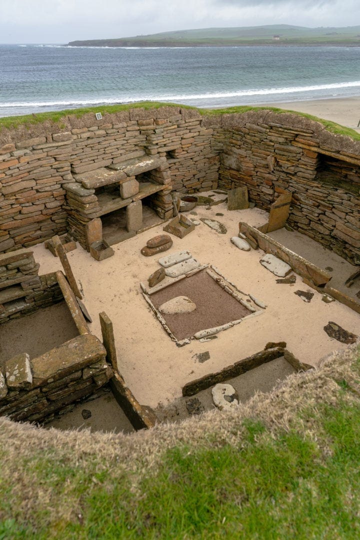 Skara Brae stone hearth and stone beds 