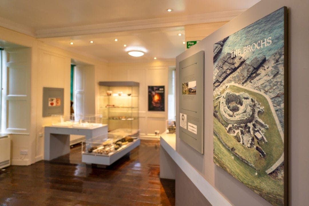 Display cabinets and wall information boards at the Orkney Museum