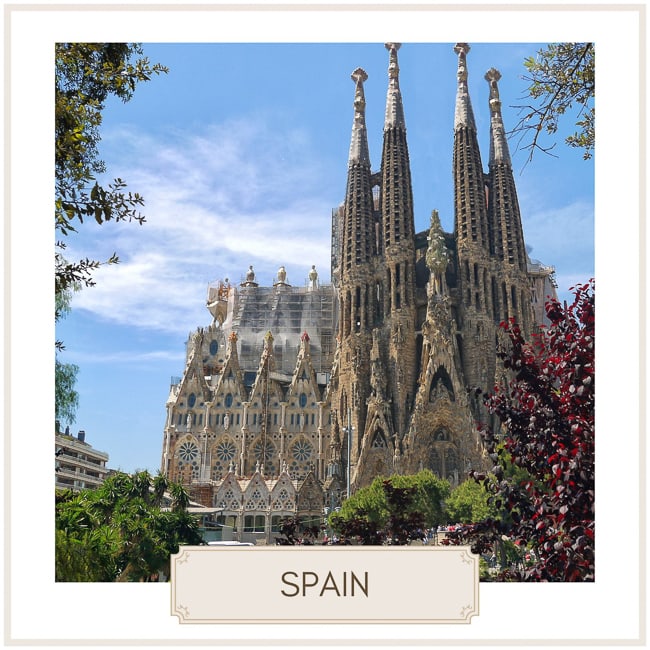 Destination spain image of a large church with many turrets 