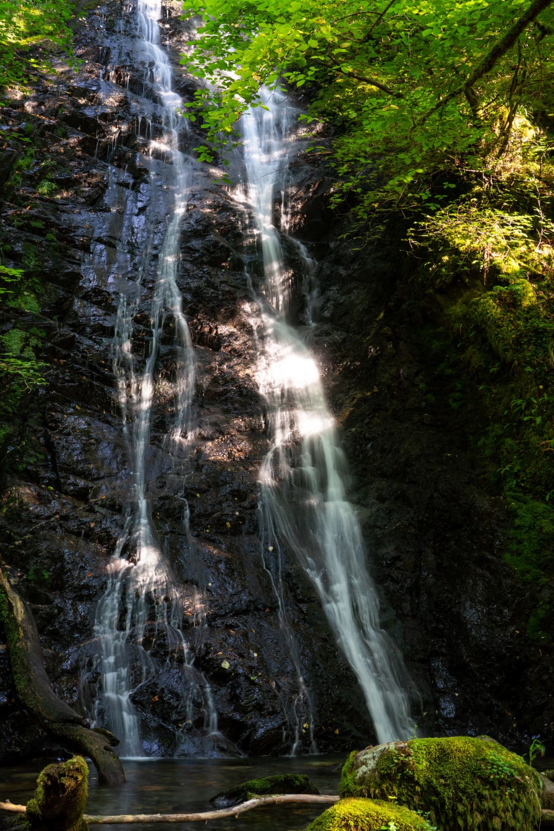 twin waterfalls in the Glen Creran forest