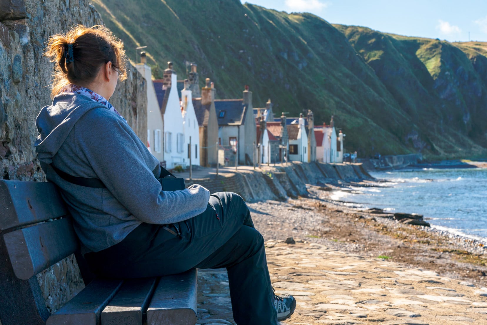 Relaxing-at-Crovie seaside setting - enjoying the moment on a road trip photography trip