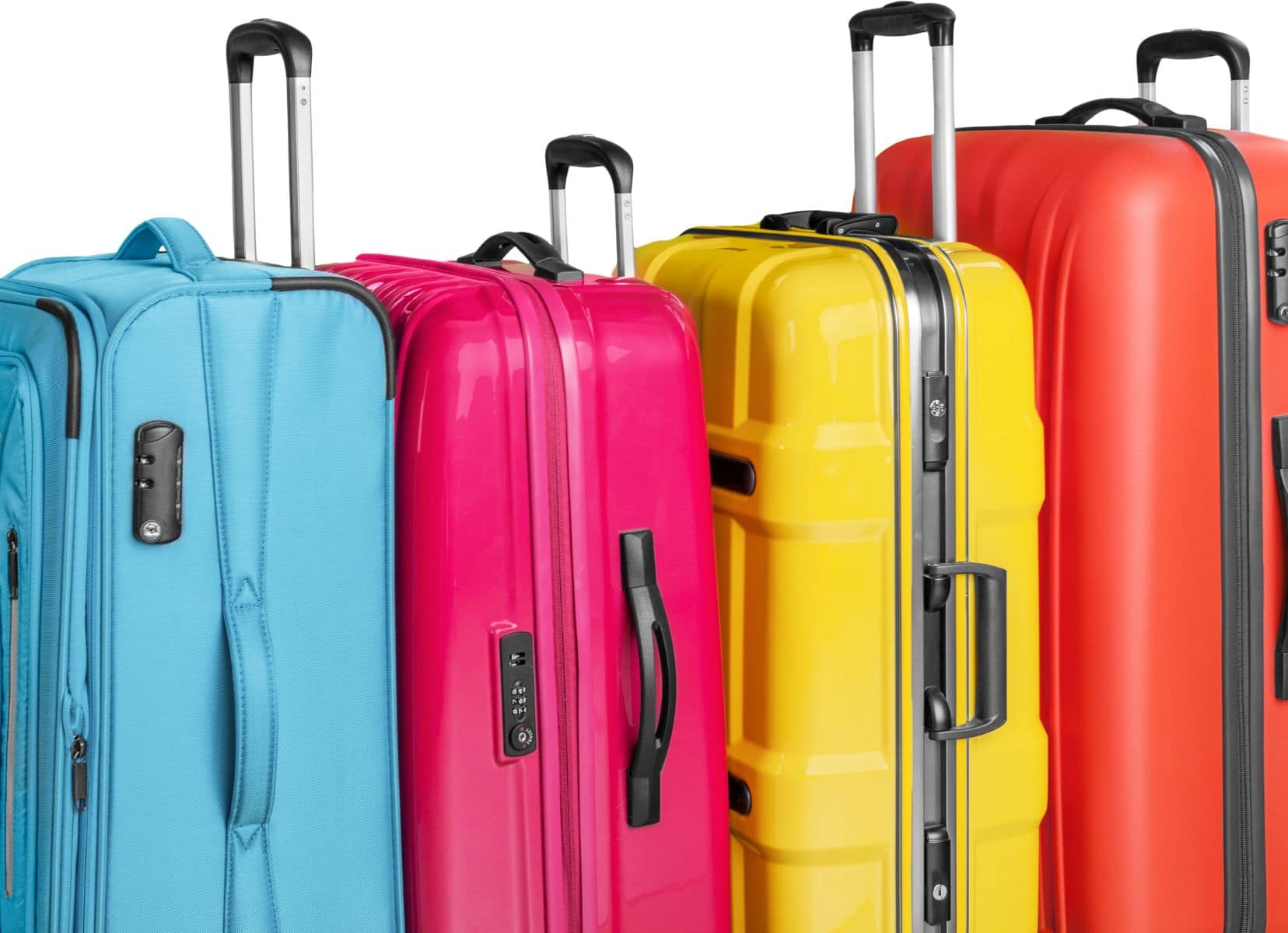 Travelling cheaply four coloured suitcasesBaggage