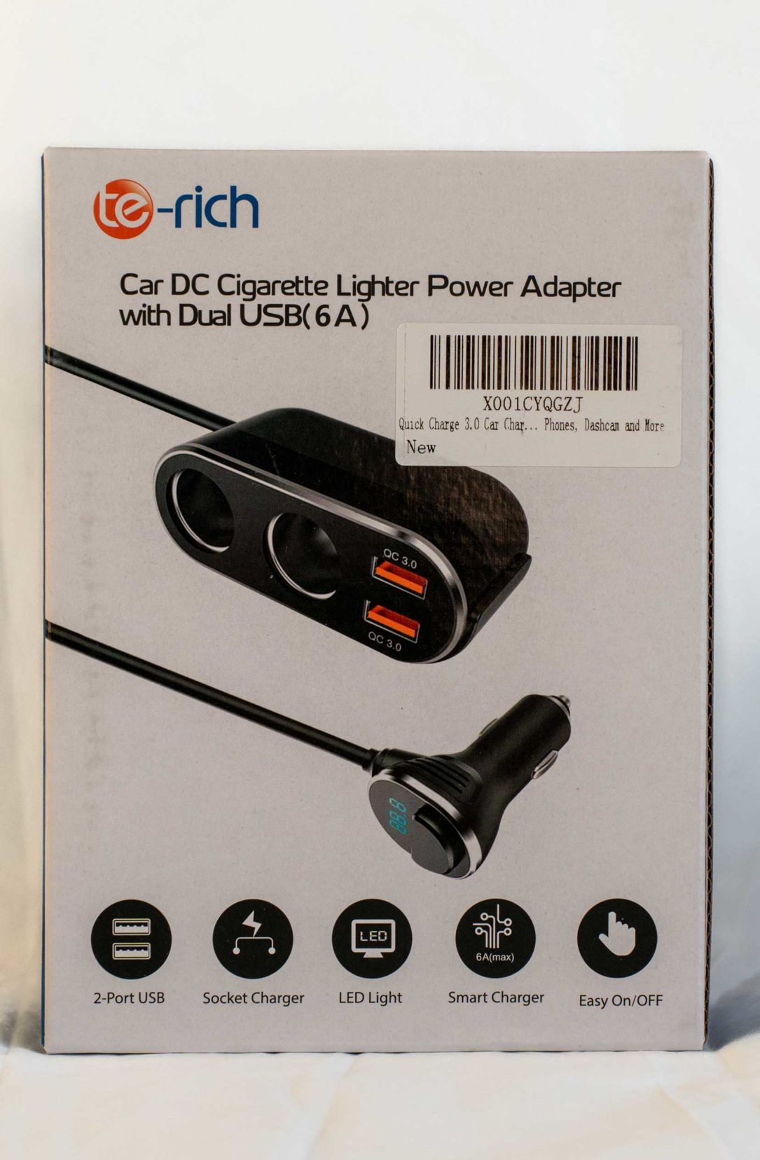 12V power adapter with dual USB (6A)