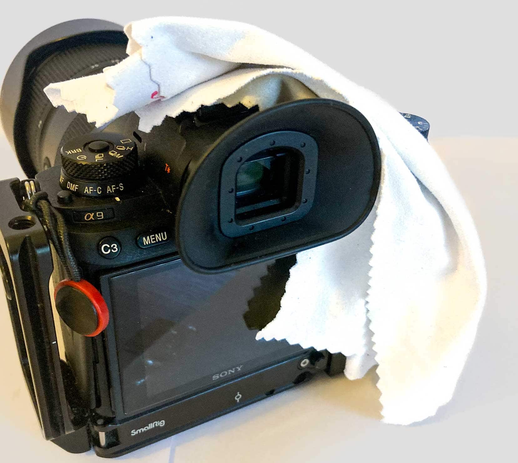 Microfibre-cloth on a camera