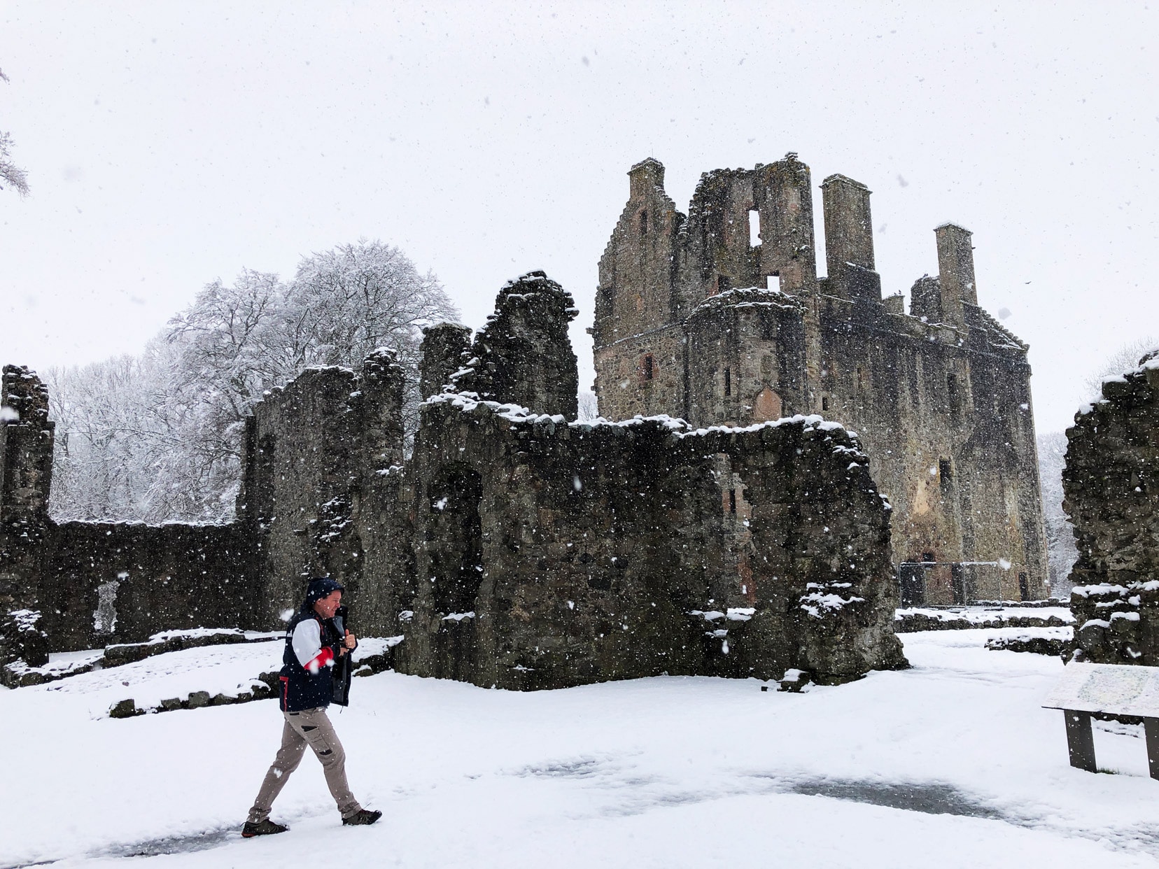 Things to do in Aberdeenshire - Huntly Castle in the snow