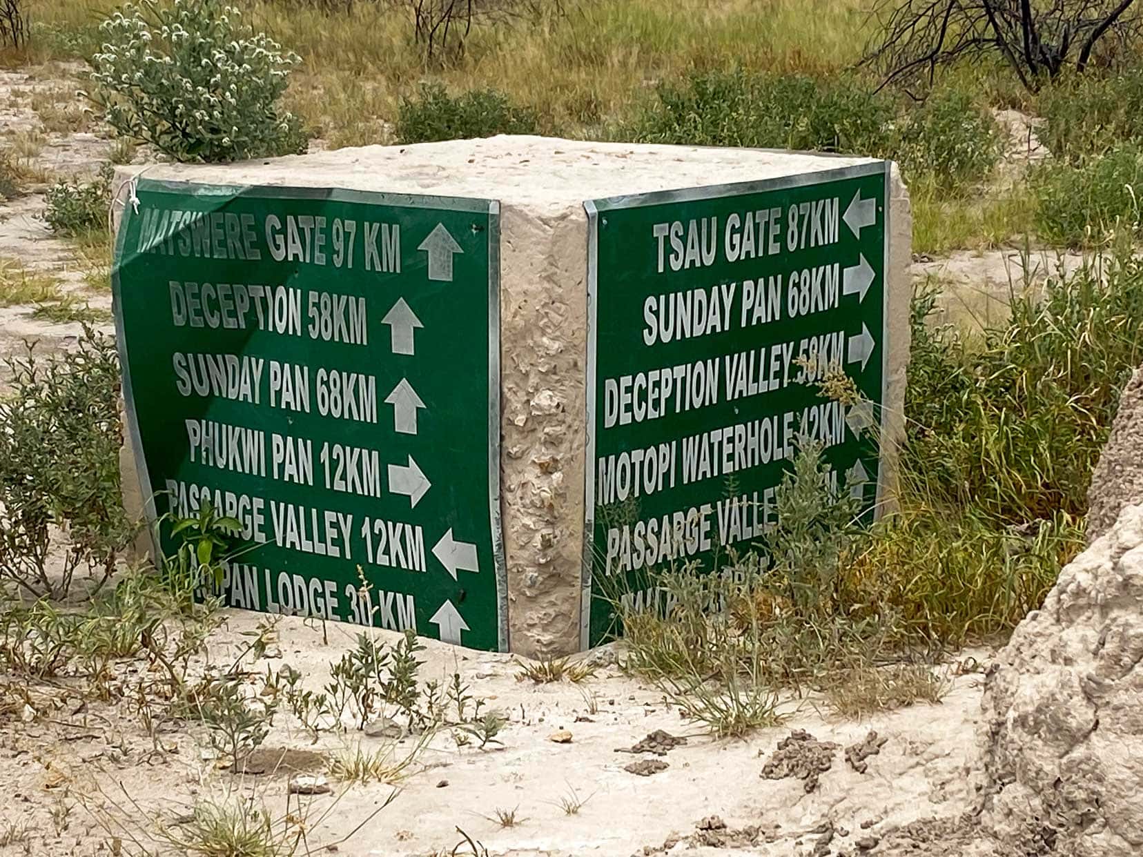 Central Kalahari Game reserve signage
