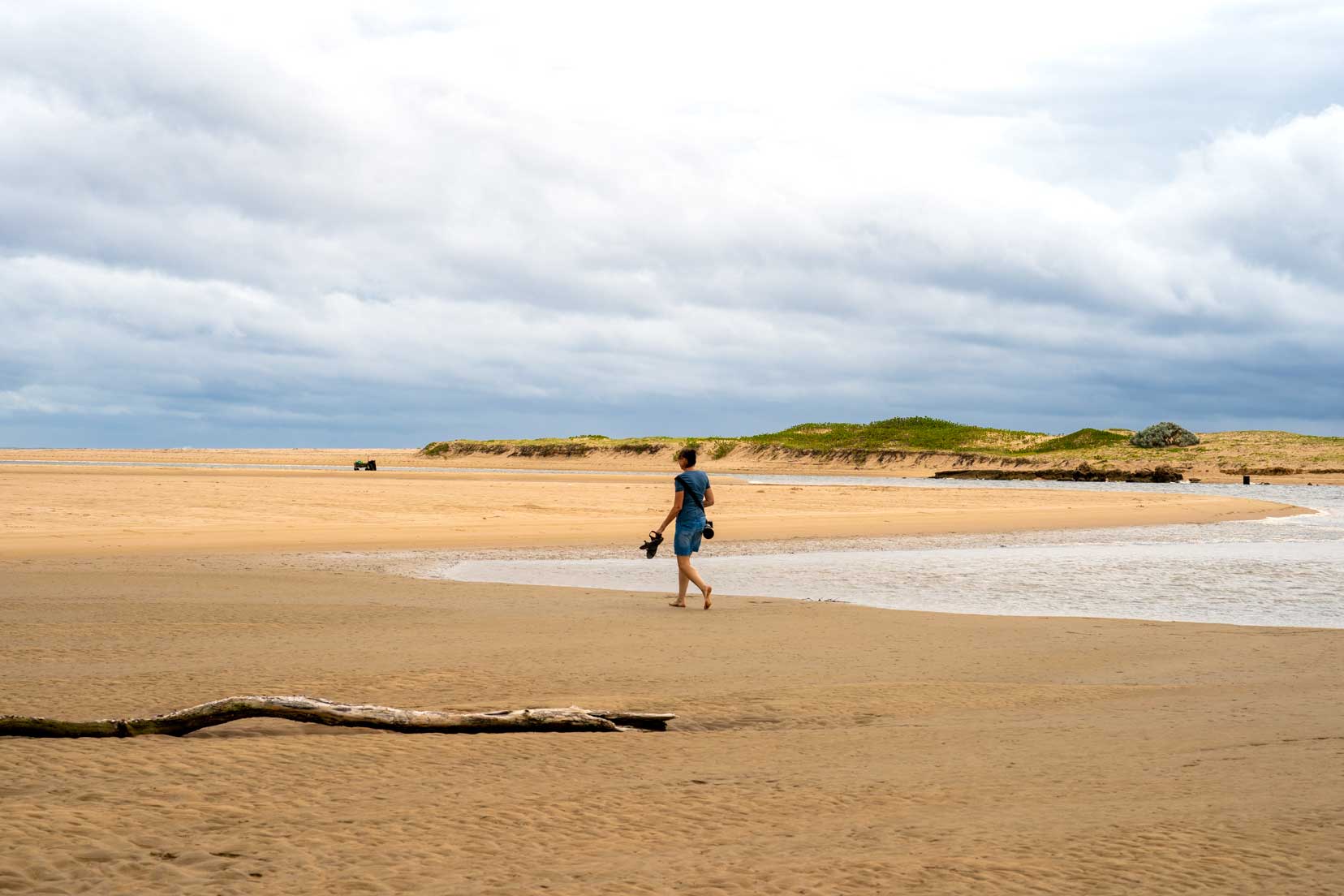 Shelley walking on the sand of Kosi Bay estuary