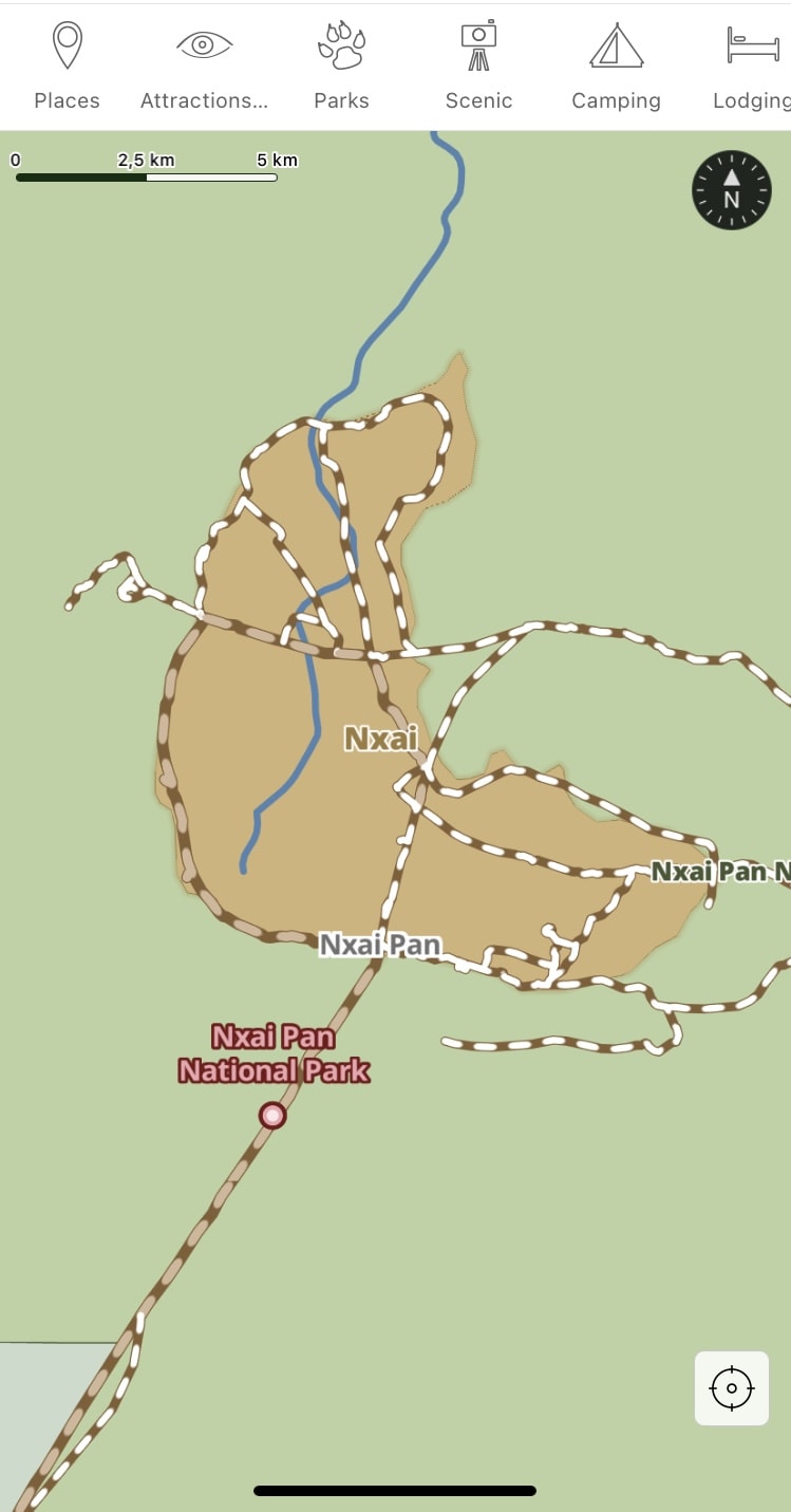 Nxai Pan tracks map
