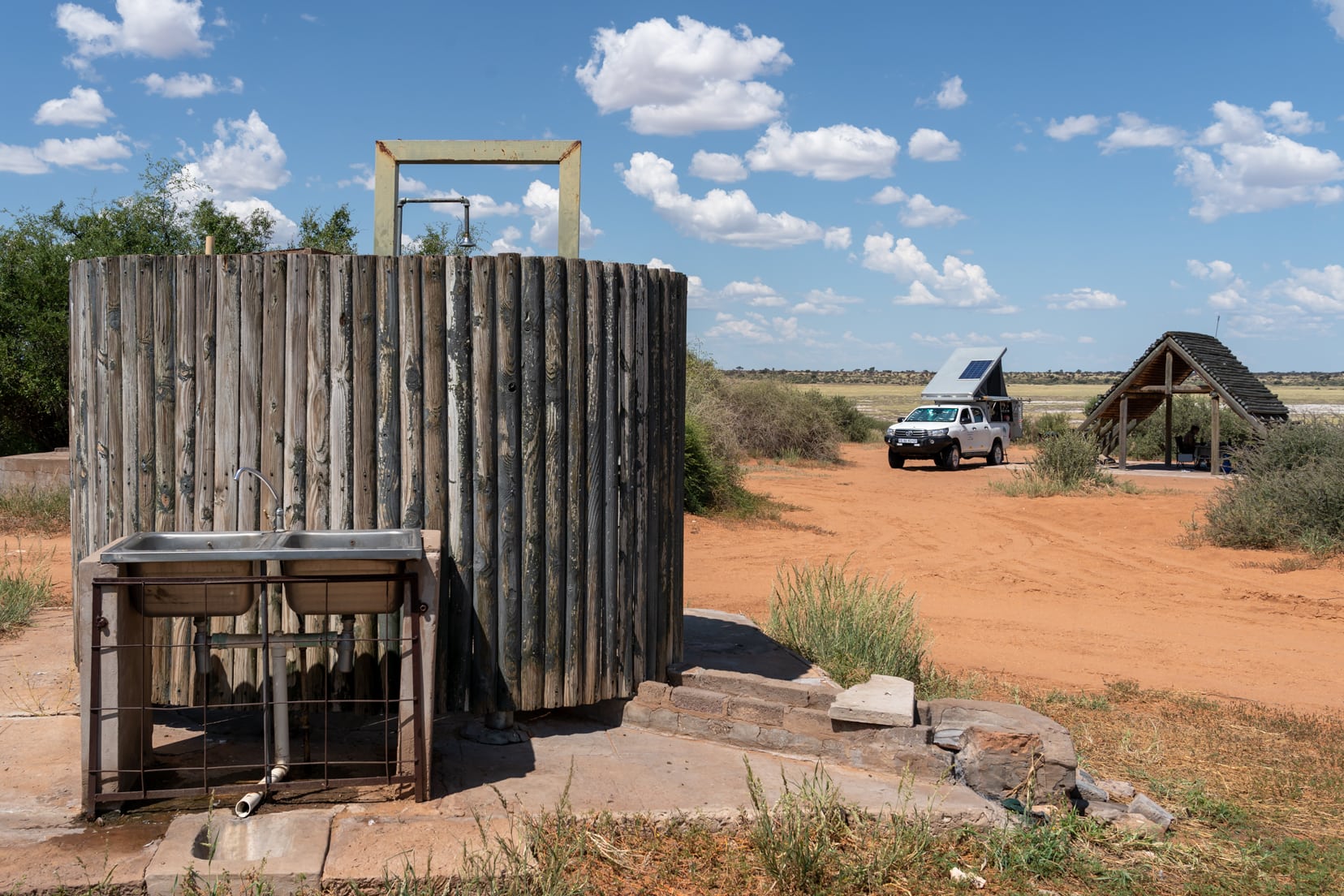 mpaya-campsite with outdoor shower and drop toilet