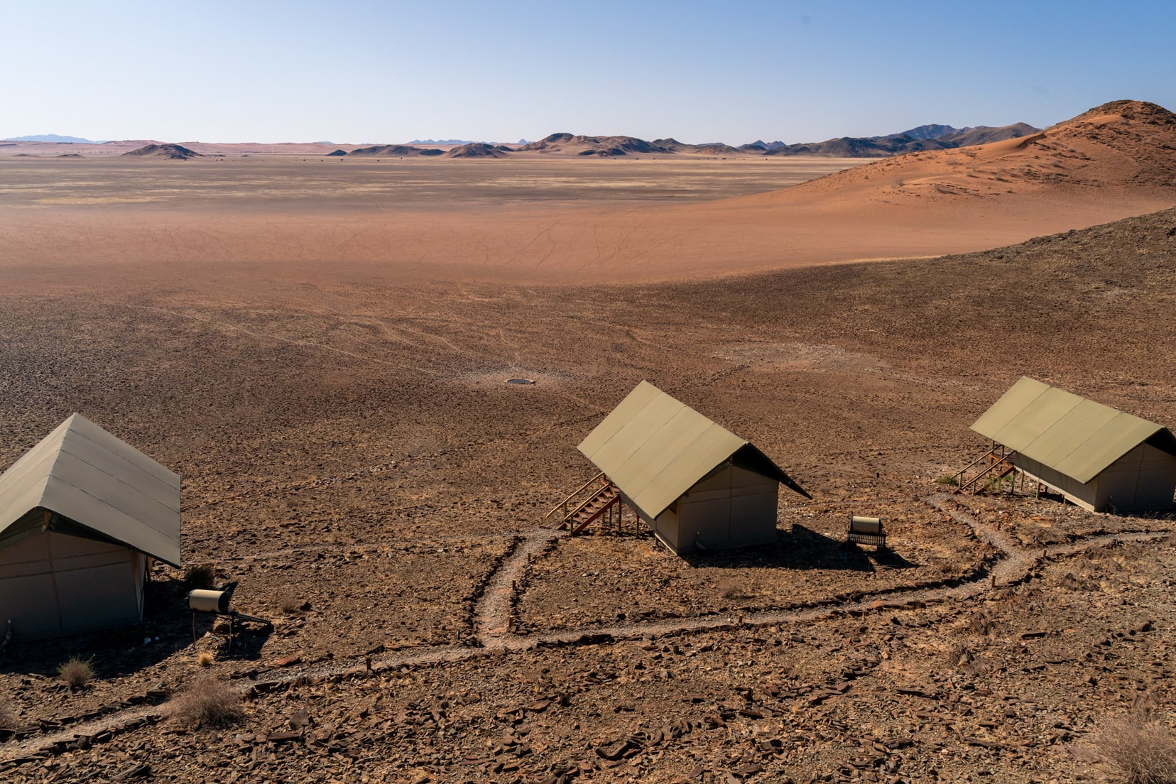 Kanaan Desert retreat luxury tents overlooking the desert plains 