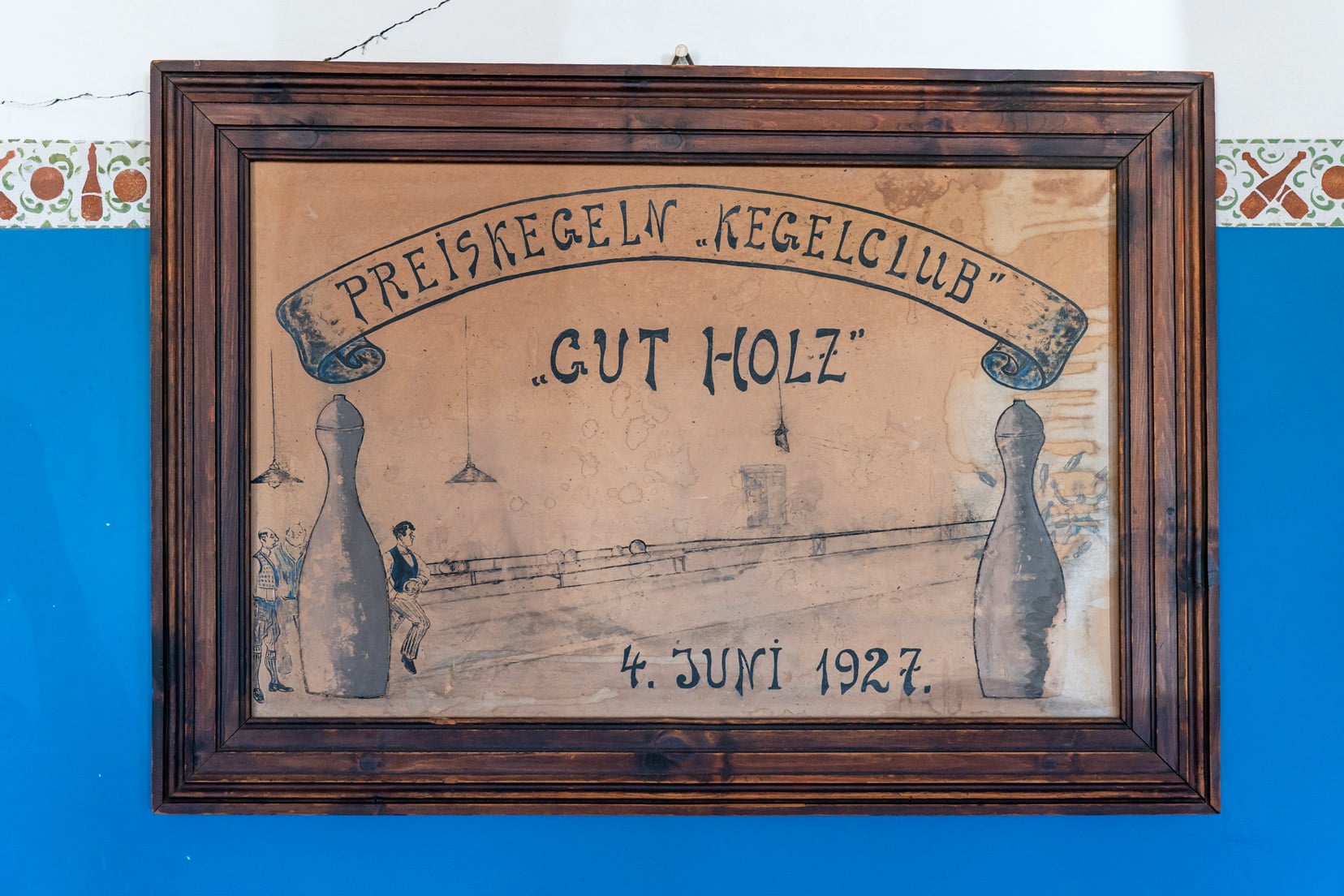 Bowling alley sign at Kolmanskop 