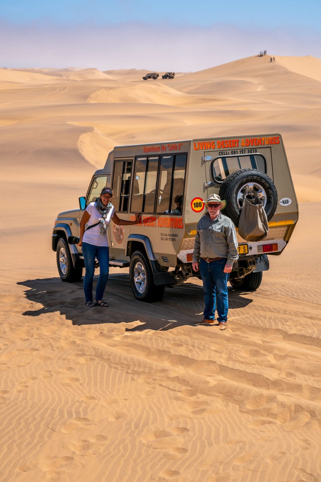 Shelley stood by the Living Desert tour guide-Douglas-with-4wd-vehicle