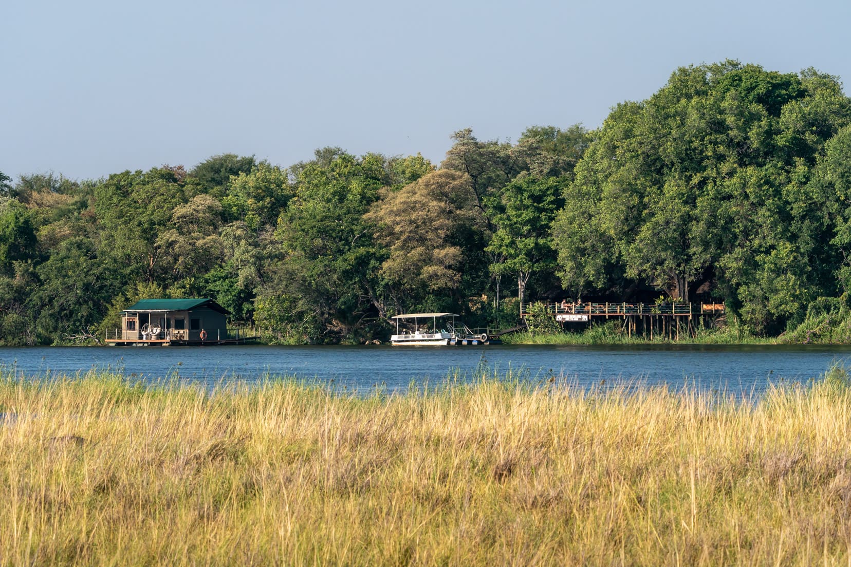 Ndhovu Safari Lodge as seen from the river