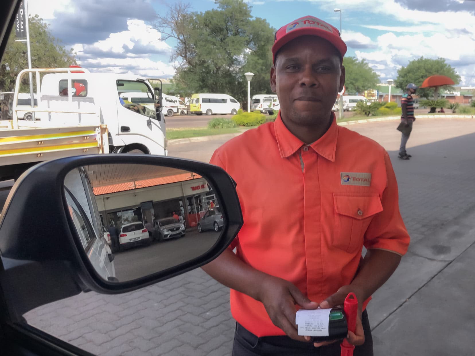 fuel attendant at our Hilux window