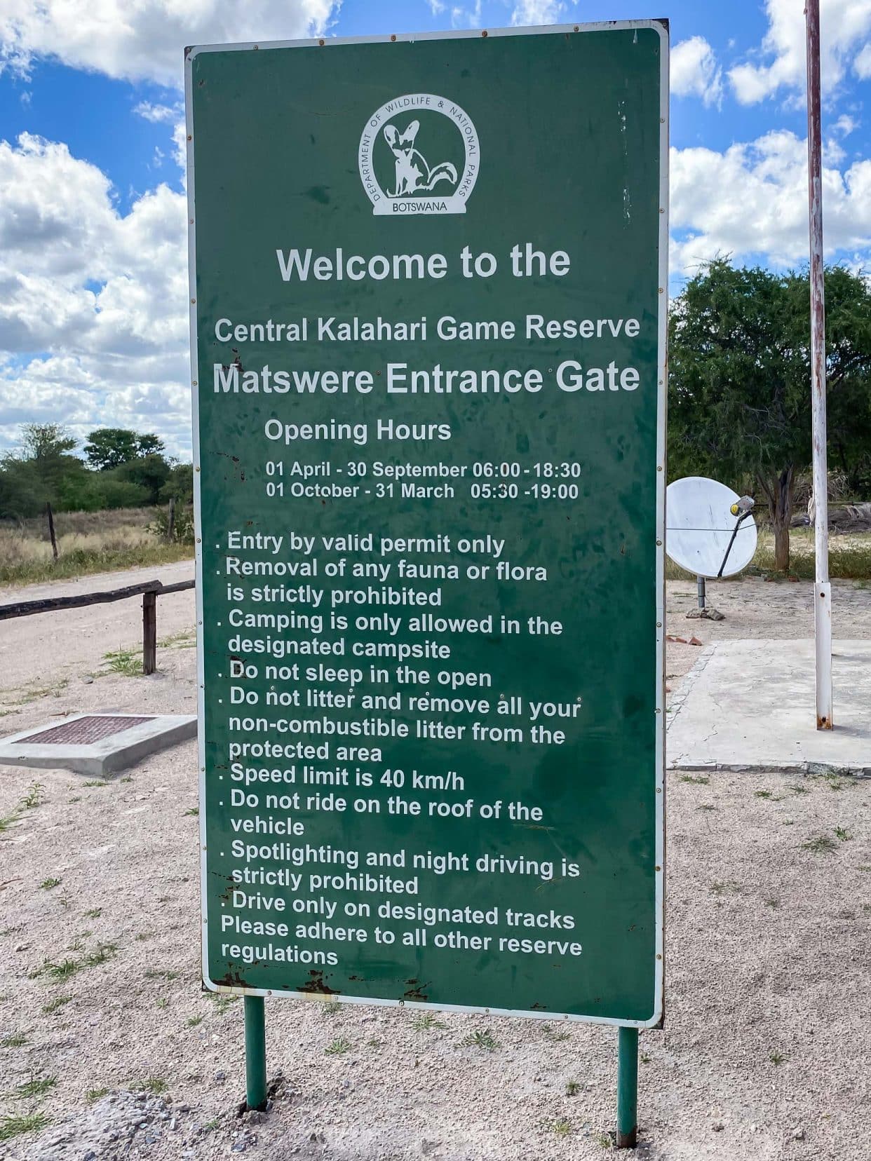park rules displayed on a sign