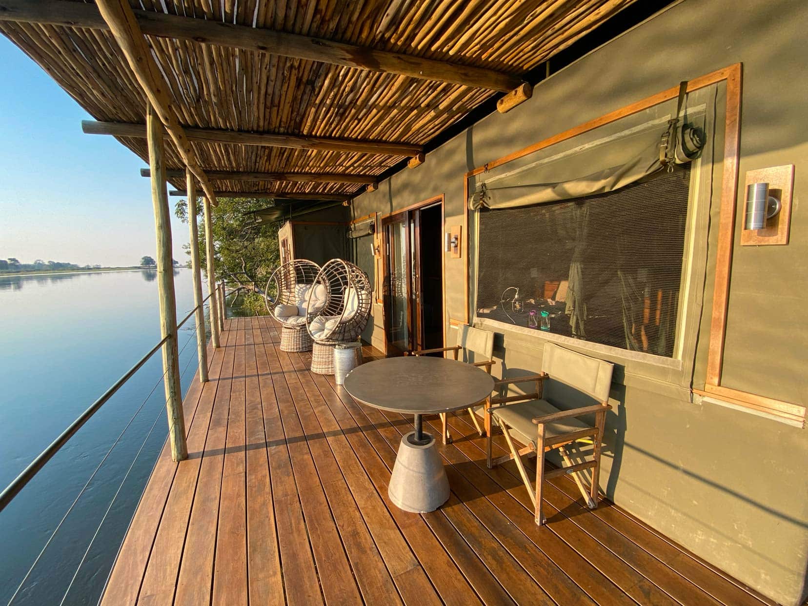 The River Suite on the actual river with wooden deck