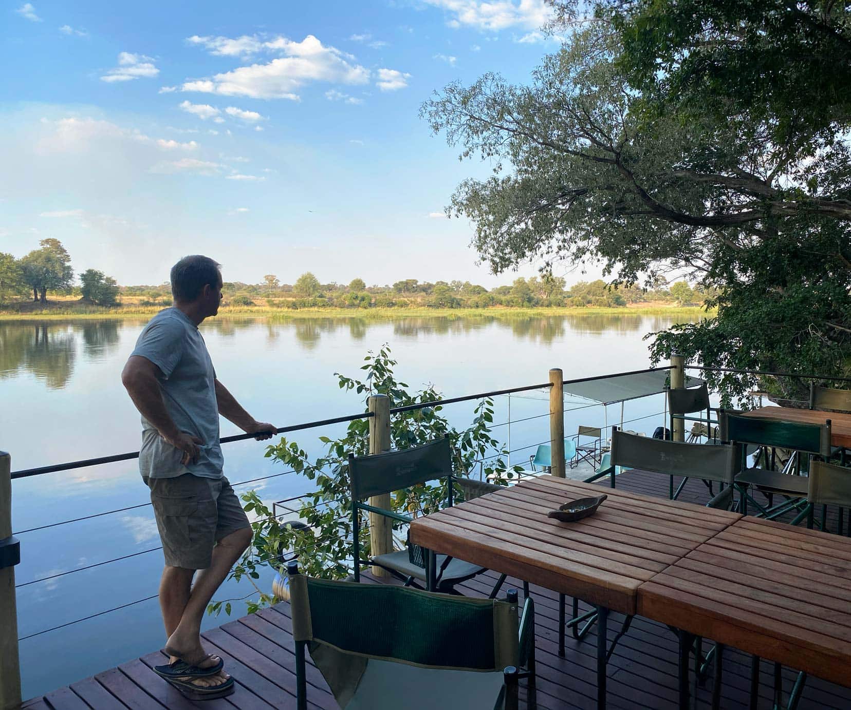Lars looking out over the Kavango River towards the National Park on the opposite side of the river